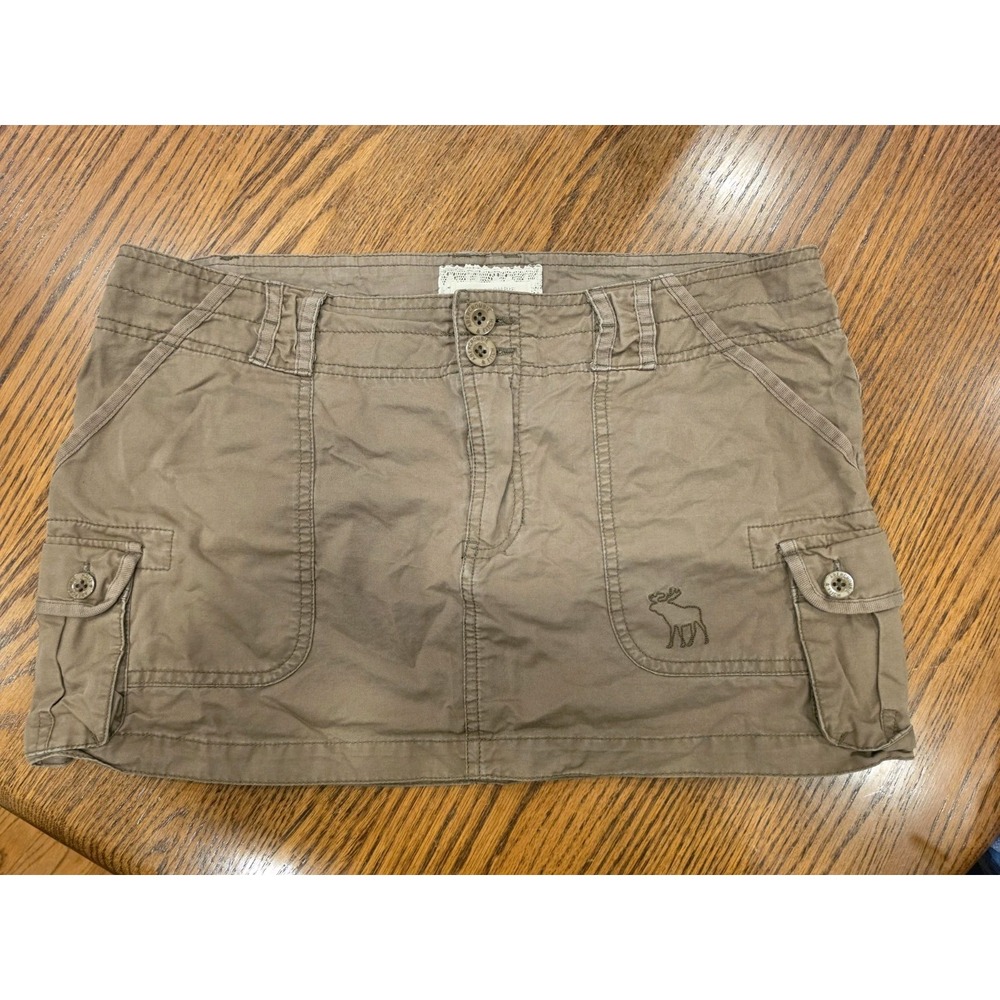 Abercrombie & Fitch Micro Mini 11" Brown Utility Cargo Skirt Vintage Y2K Size 8